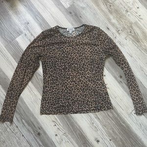 y2k Mesh Cheetah Print Top